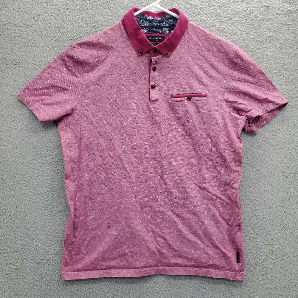 Ted Baker London Mens Eletrik Polo Shirt Size 4 Pink Short Sleeve